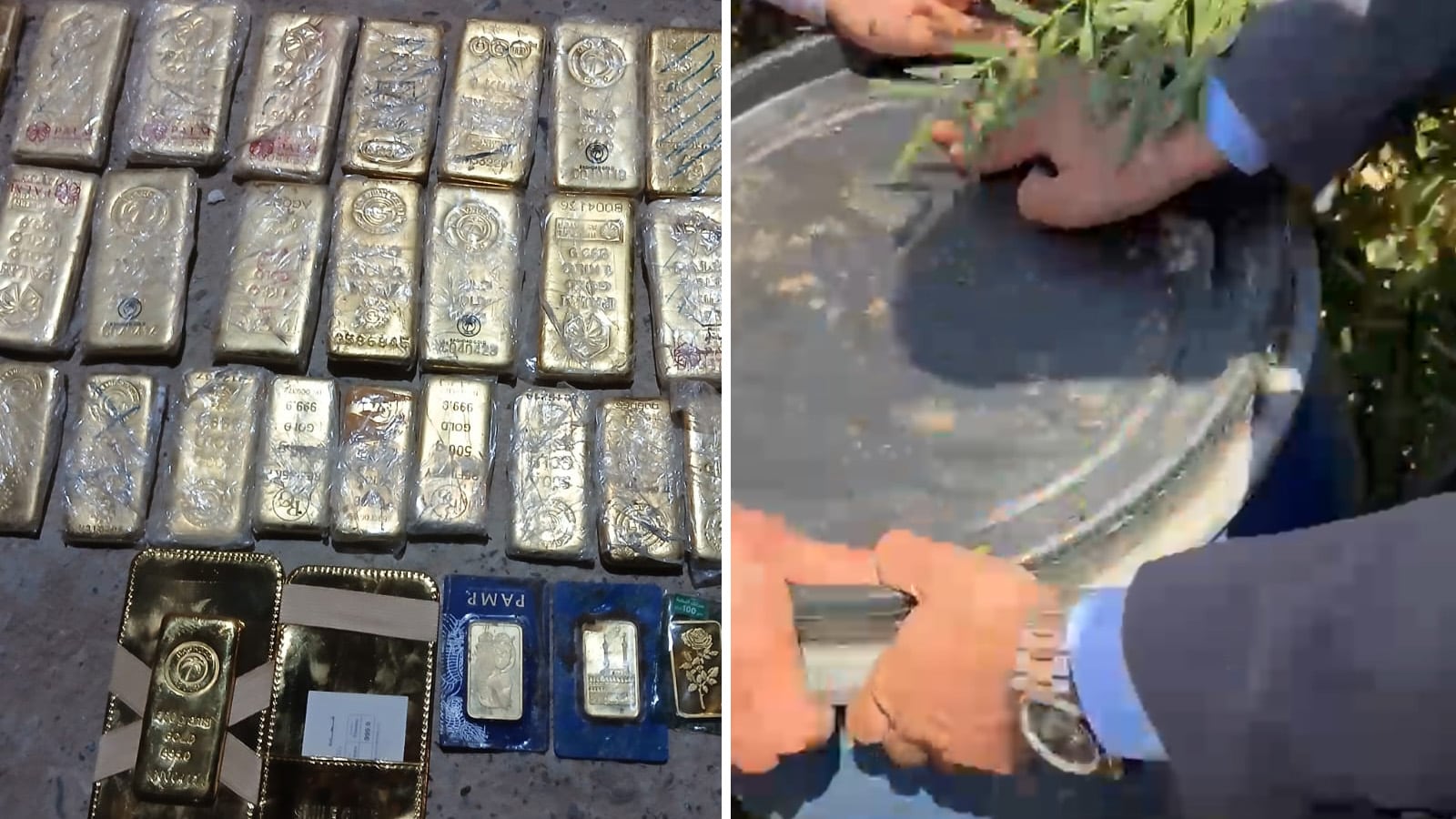 Image linked from the original feed: Moment Iraqi detectives break open barrel of cash in corruption inquiry