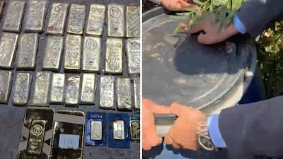 Gold bars and a barrel of cash were among the latest discoveries by Iraqi authorities investigating fraud and corruption. Photo: Supreme Judicial Council
