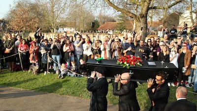 People attend the funeral of Prodigy band member Keith Flint in Essex, Britain, 29 March 2019. EPA