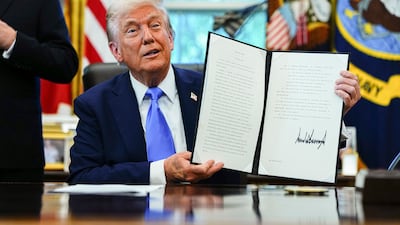 US President Donald Trump overhauled the H-1B visa programme, requiring a $100,000 fee for applications in a bid to curb overuse. Bloomberg via Getty Images