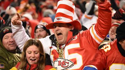 A Kansas City Chiefs fan celebrates. EPA