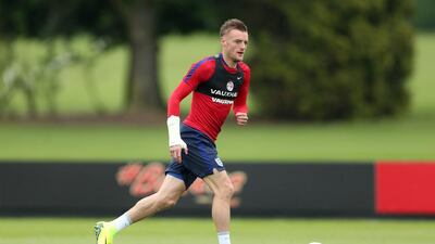 England’s Jamie Vardy during training. Reuters / Matthew Childs