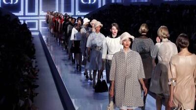 Clean lines and crisp fabrics characterised Bill Gaytten's collection for Christian Dior. François Guillot / AFP