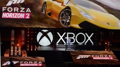 Ralph Fulton introduces the new Forza Horizon 2 racing game at the Xbox press conference. Michael Nelson / EPA