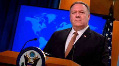 US Secretary of State Mike Pompeo speaks during a press conference at the State Department in Washington, March 25, 2020. AFP