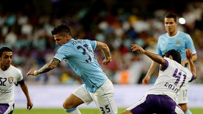 Manchester City's Stevan Jovetic shown during the club's friendly against Al Ain in the UAE in May. Satish Kumar / The National / May 15, 2014