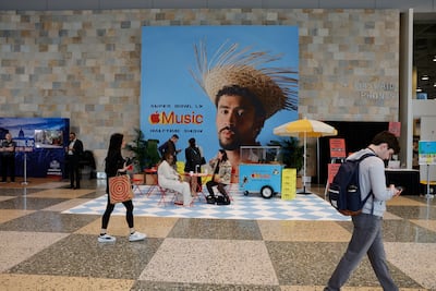 A Super Bowl LX Apple Music Halftime Show poster featuring Bad Bunny. EPA