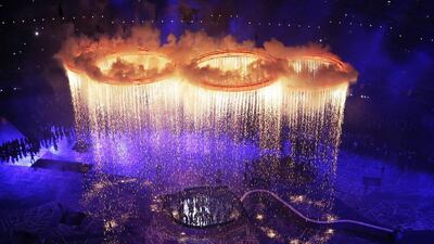 The Olympic rings light up the stadium during the Opening Ceremony at the 2012 Summer Olympics in London. Dubai's successful Expo 2020 bid could signal a push to host even more high-profile events in the emirate. Morry Gash / AP Photo