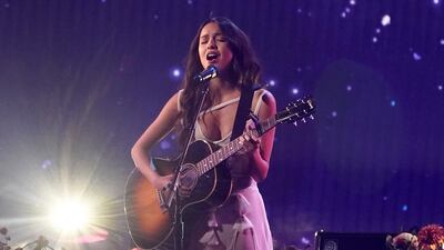 Olivia Rodrigo performs at the American Music Awards on November 21, 2021, at Microsoft Theatre in Los Angeles. AP Photo