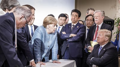 German Chancellor Angela Merkel's office issued this picture of the G7 summit. Jesco Denzel / Bundesregierung via Getty