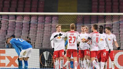 A 3-1 victory against Napoli in Italy has given RB Leipzig a big advantage in their Europa League last-32 tie ahead of Thursday's second leg. Ciro Fusco / EPA