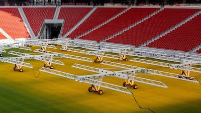 Artificial lighting on the pitch at Al Thumama Stadium. Bloomberg