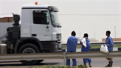 Lorry drivers are being targeted in Abu Dhabi Police's latest road safety social media campaign. Stephen Lock / The National