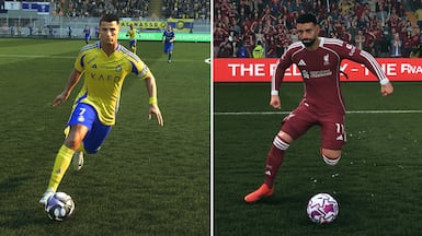 Avatars of Cristiano Ronaldo, left, and Mo Salah lead the Saudi Pro league and Arab XI teams on EA Sports FC 26. Photo: EA Sports
