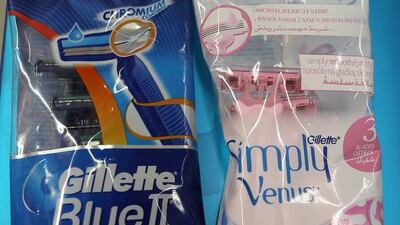 Men and women razors at the Waitrose supermarket at Dubai Marina Mall in Dubai. Pawan Singh / The National