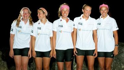 From left, Debbie Beadle, Kate Richardson, Julia Immonen, Helen Leigh and Katie Pattison-Hart broke a world speed record on their trans-Atlantic rowing voyage.