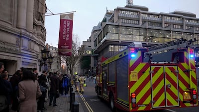 A fire brigade truck parks outside Central Hall Westminster during an evacuation in the early morning hours in London. The venue is set to host the NATO Summit on 03-04 December 2019. Central Hall Westminster was reopened after one hour. EPA