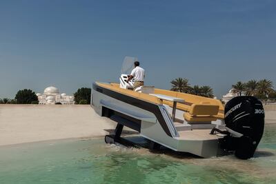 The amphibious Expedition by Iguana transitions from land to sea. Courtesy Dubai International Boat Show