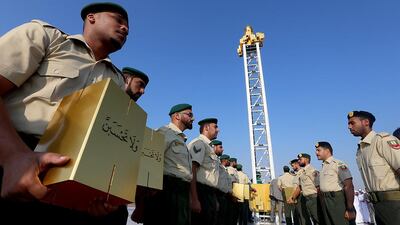 Members of the Armed Forces at the inauguration of the Martyrs’ Monument in Sharjah on Monday by the emirate’s Ruler.