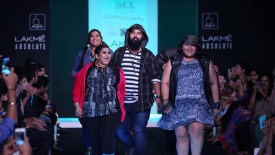 Plus-size models take to the runway to model creations for a collaboration by Indian labels Little Shilpa and aLL: The Plus Size Store. The Models featured in shows at Lakmé Fashion Week and other major fashion events in India are tall and thin, which critics say does not accurately reflect the body shape of the country’s population. Courtesy Lakmé Fashion Week