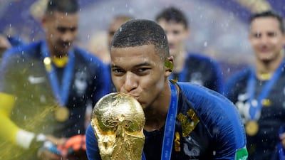 Kylian Mbappe celebrates after France beat Croatia in Moscow to win the 2018 World Cup. AP