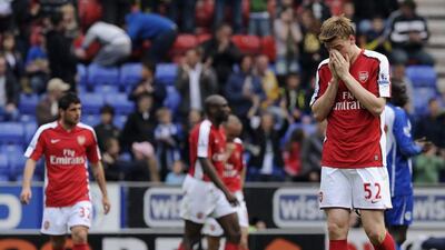 Niklas Bendtner, right, says he expects a transfer away from Arsenal. Nigel Roddis / Reuters