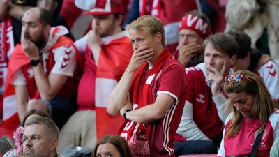 Denmark fans in shock after Christian Eriksen collapsed. Getty