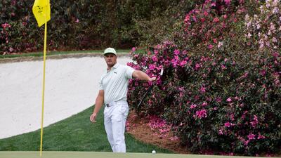Bryson DeChambeau at the 13th hole during his second round at The Masters on April 8, 2022. EPA