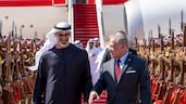 Sheikh Khaled bin Mohamed, Crown Prince of Abu Dhabi, is received by Jordan's King Abdullah II in Aqaba. All photos: Abu Dhabi Media Office