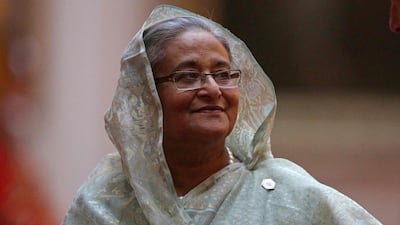 Bangladesh's Prime Minister Sheikh Hasina arrives to attend the "Queen's Dinner" during the Commonwealth Heads of Government Meeting (CHOGM) at Buckingham Palace in London. AFP