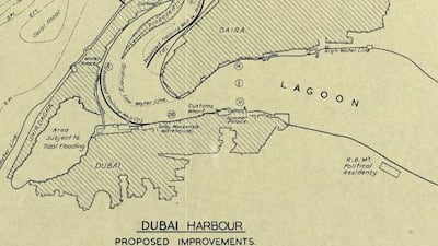 A map from 1955 showing some of the proposed improvement works. Photo: Arabian Gulf Digital Archive