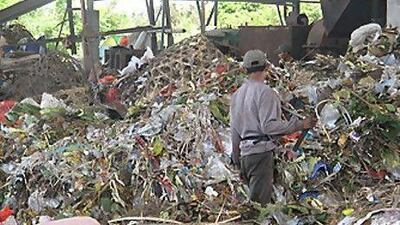 The Temesi recycling facility outside Denpasar, the capital of Bali, where 20,000 tonnes of rubbish is processed a year and about 90 per cent is recycled. The National
