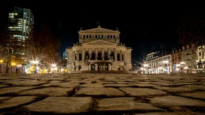The square in front of the Old Opera is seen empty in central Frankfurt. AP Photo