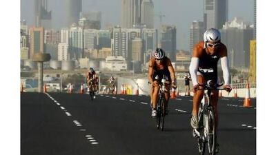 A reader says the aid stations for the Abu Dhabi Triathlon must be set up at a safer location. Mike Young / The National