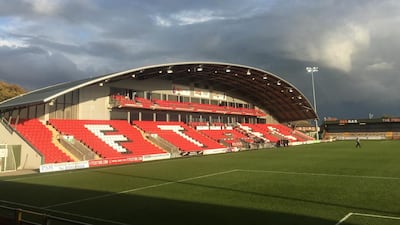 Fleetwood’s £4 million main stand rises about the nearby housing. Andy Mitten for The National