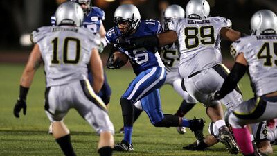 Barracudas player Gary Sillman in action during the Desert Bowl. Chris Whiteoak / The National