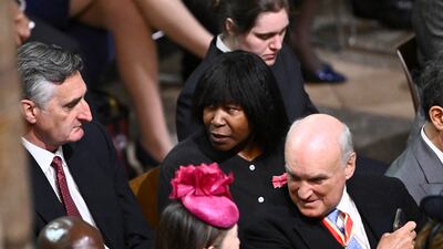 American singer Joan Armatrading, centre, at the coronation. AP