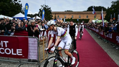 Tadej Pogacar closes in on victory. AFP