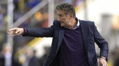 Edgardo Bauza, then in charge of Argentina, gestures during the 2018 World Cup South American qualifier football match against Bolivia at Hernando Siles stadium in La Paz, Bolivia, on March 28, 2017. Juan Mabromata / AFP