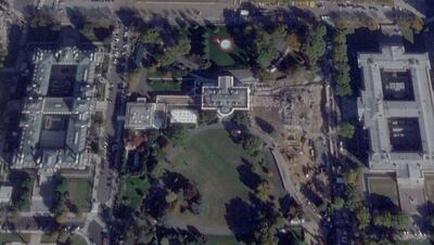 A satellite view shows the East Wing of the White House after demolition. Planet Labs PBC via Reuters