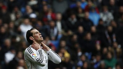 Real Madrid's Gareth Bale reacts after a missed scoring opportunity against Real Sociedad in his side's 4-1 La Liga victory on Saturday. Susana Vera / Reuters / January 31, 2015