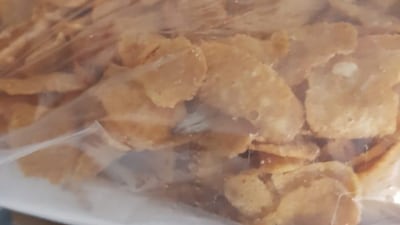 This picture was taken by Seresh and her husband after they found moths in their breakfast cereal.