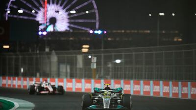Lewis Hamilton races during the Saudi Arabia Grand Prix. AP