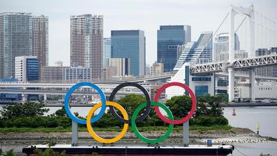 The Olympic rings in Tokyo. EPA