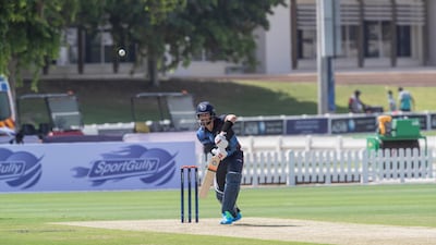 David Wiese bats for Namibia against UAE. Namibia won the T20 International cricket match in Dubai by 17 runs.