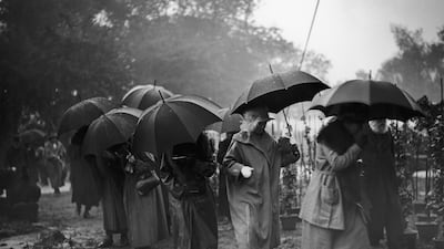 A downpour at the Chelsea Flower Show in 1923