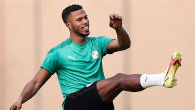 Keita Balde stretches during a training session. AFP