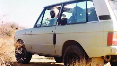 Sheikh Zayed at the wheel of his Range Rover during a 1976 visit to Pakistan