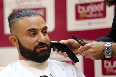 UAE-based DJ Kris Fade doing a Movember shave to raise awareness of men's health issues in 2018. Pawan Singh / The National