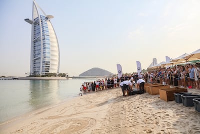 Barney and 60 other sea turtles were released into the Arabian Gulf earlier this month. Photo: Dubai Turtle Rehabilitation Project